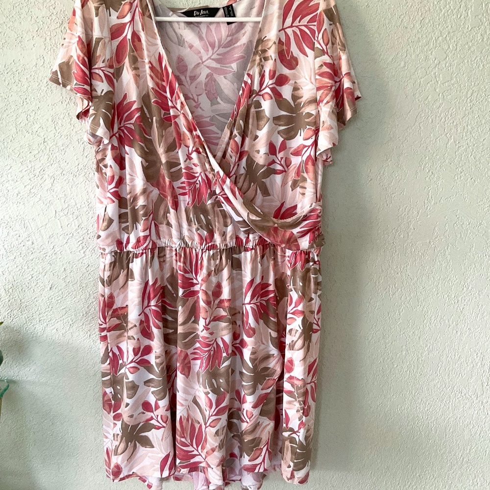 Du Jour Pink Faux Wrap Romper w/ Attached Shorts Large